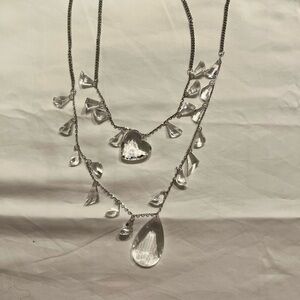 Elegant Silver Necklace with Clear Crystal Accents